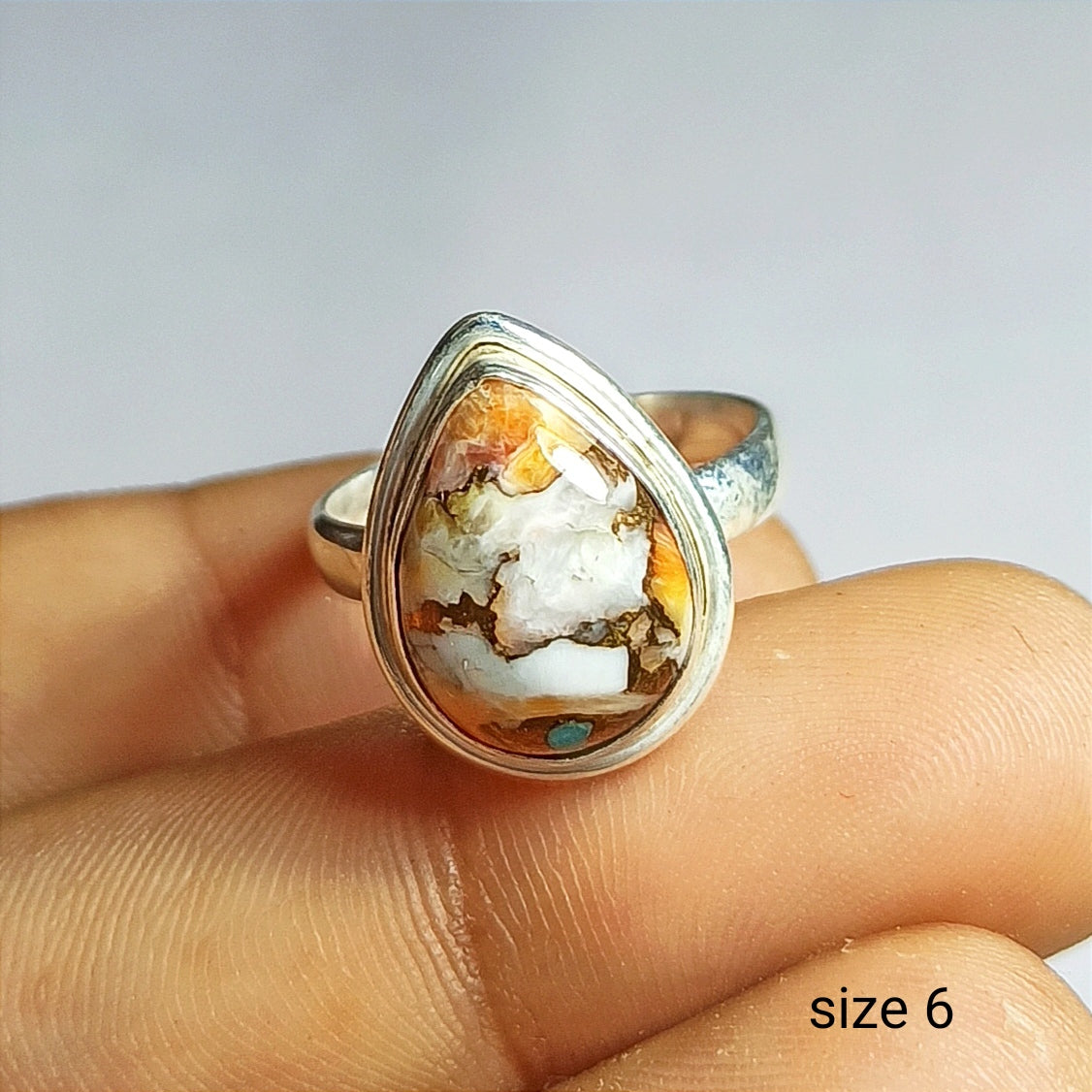 Ladies Combination Turquoise and Spiny Oyster Shell Sterling Silver Ring, 925 buying Silver Ladies Ring, Gift For Her, Under 55 Dollars, #2030