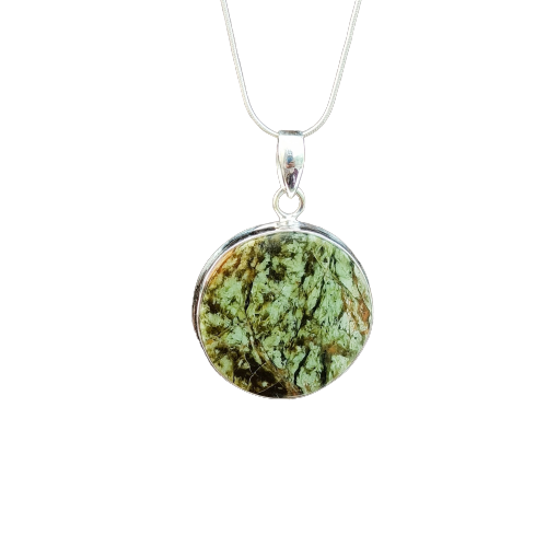 Serpentine Gemstone Silver Pendant, 925 Sterling - Main Image