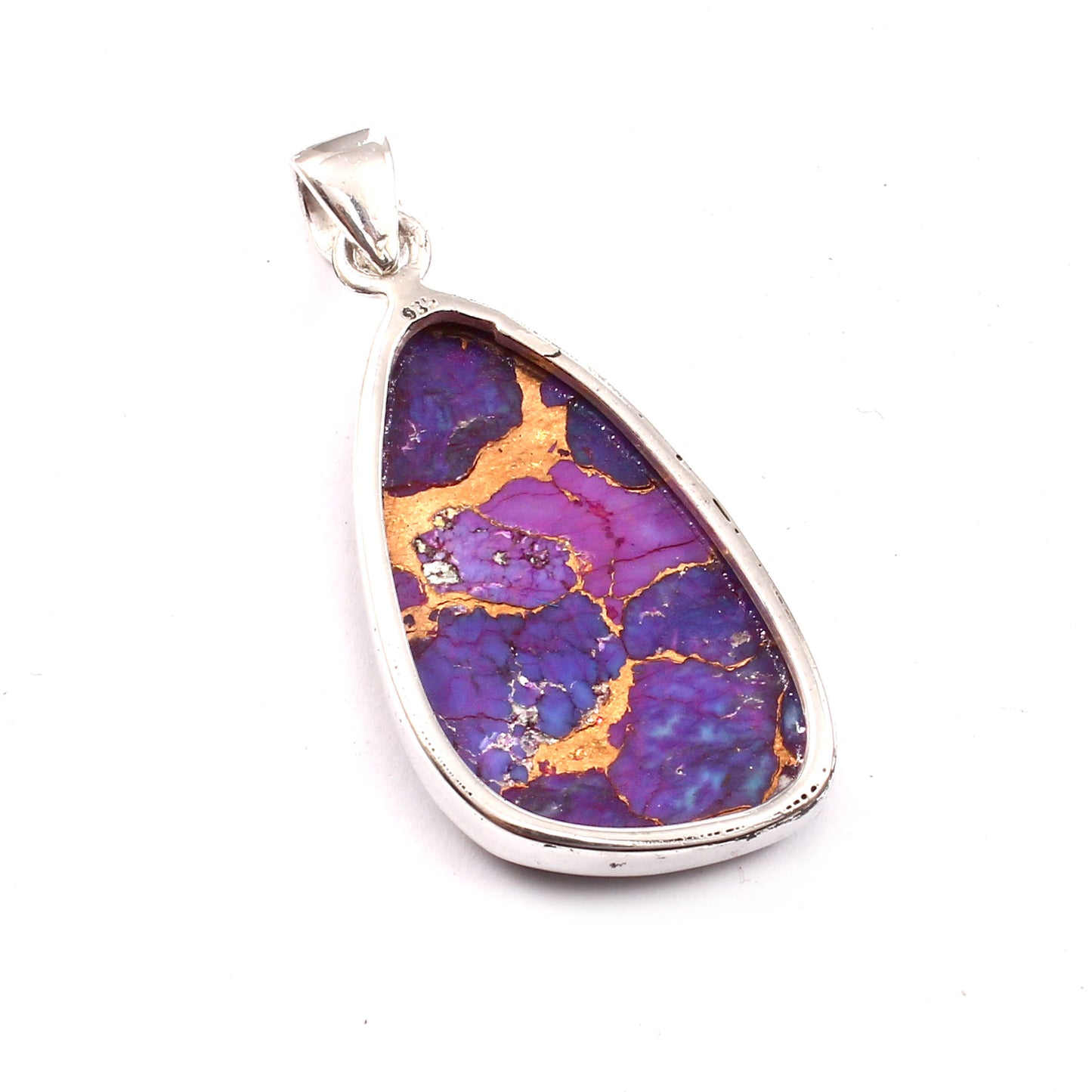 Purple Copper Turquoise Gemstone Pendant, 925 Sterling Silver, Turquoise Pendant, Fancy Shape Pendant, Fashion Jewelry, 32.5Ct Approx.