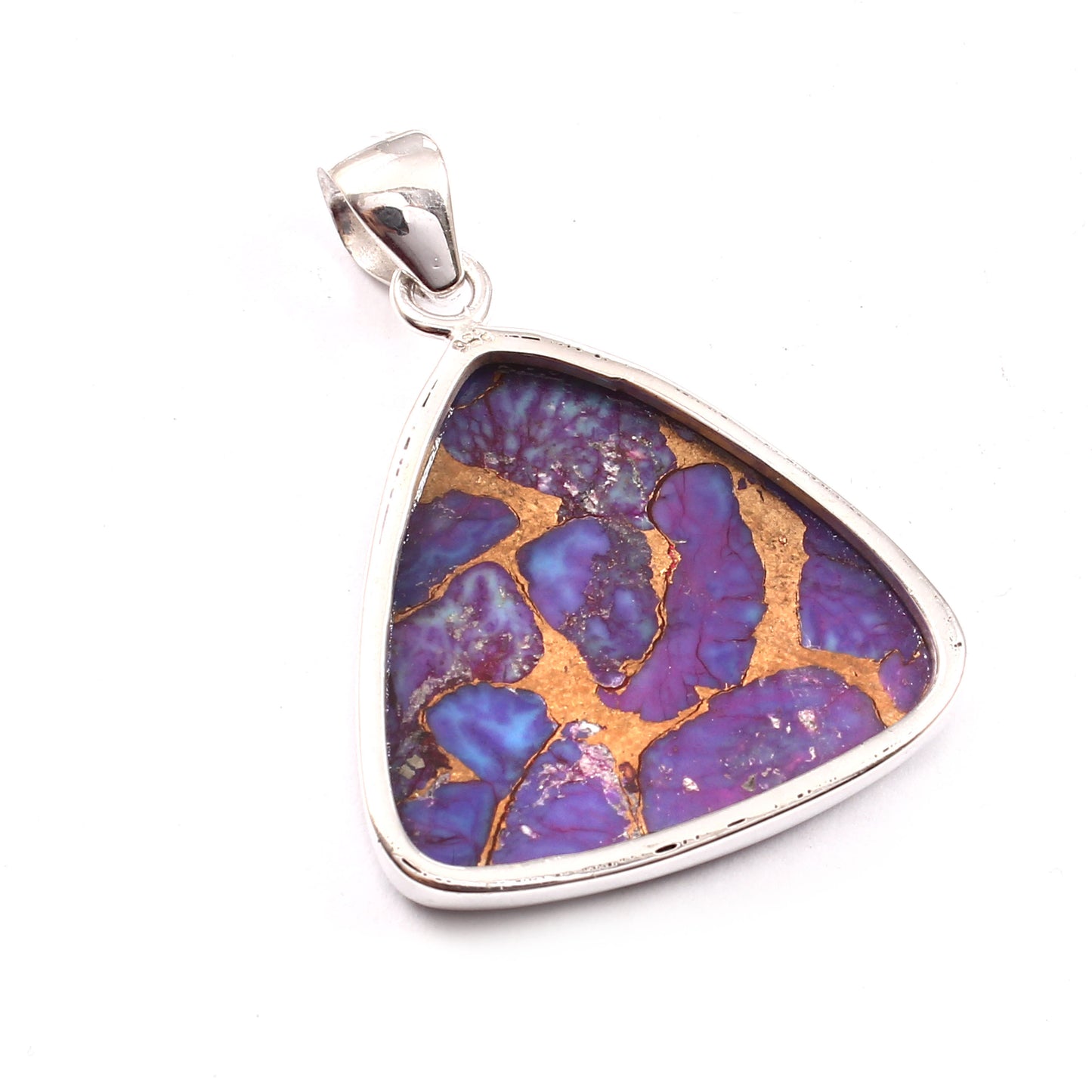 Purple Copper Turquoise Gemstone Pendant, 925 Sterling Silver, Turquoise Pendant, Trillion Shape Pendant, Fashion Jewelry, 32.5Ct Approx.
