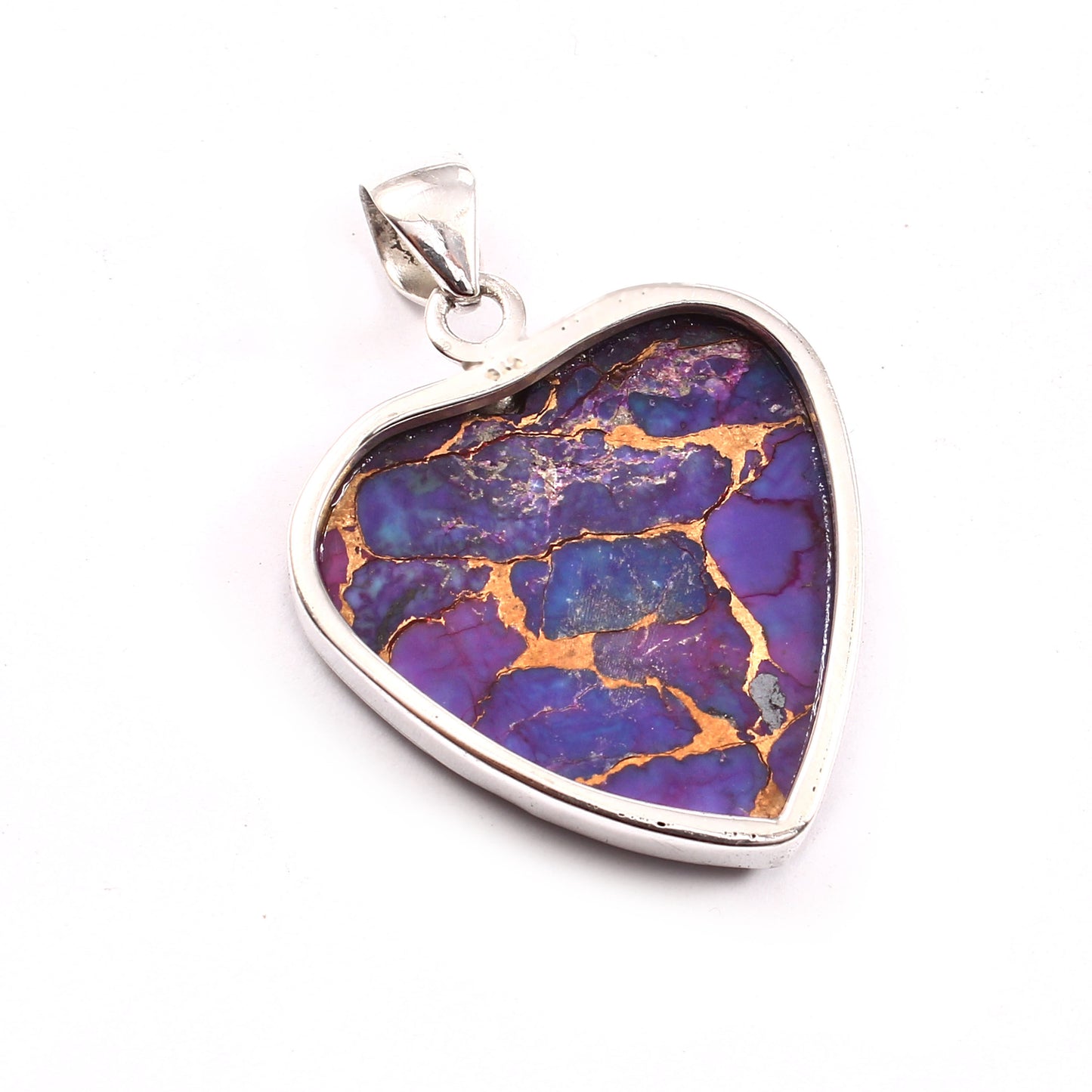 Purple Copper Turquoise Gemstone Pendant, 925 Sterling Silver, Turquoise Pendant, Heart Pendant, Fashion Jewelry, 35Ct Approx.