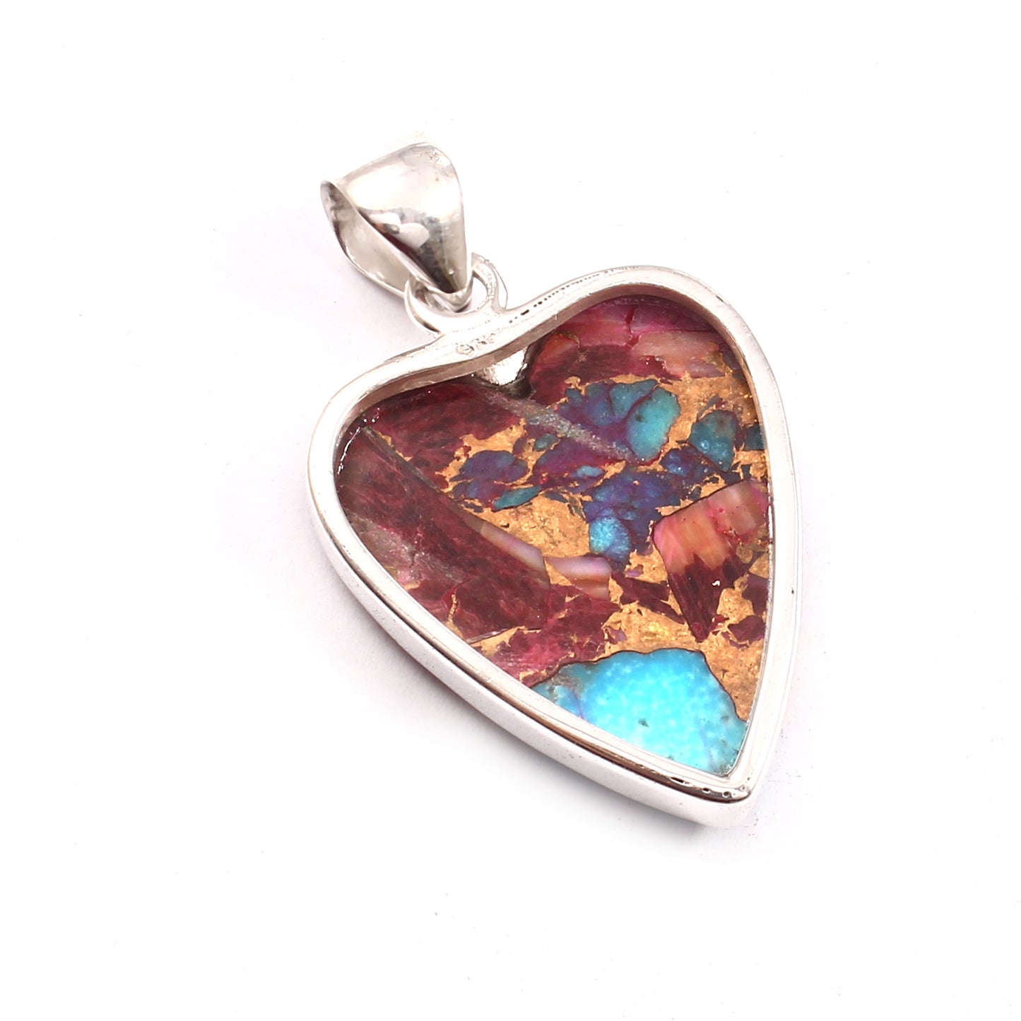 Pink Purple Turquoise Gemstone Pendant, 925 Sterling Silver, Turquoise Pendant, Heart Pendant, Fashion Jewelry, 27.5Ct Approx.