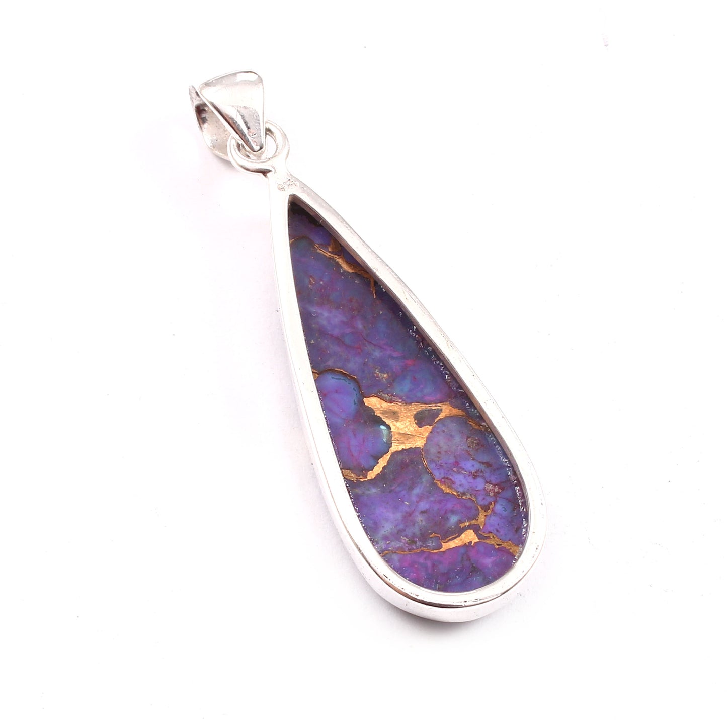 Purple Copper Turquoise Gemstone Pendant, 925 Sterling Silver, Turquoise Pendant, Pear Shape Pendant, Fashion Jewelry, 27.5Ct Approx.