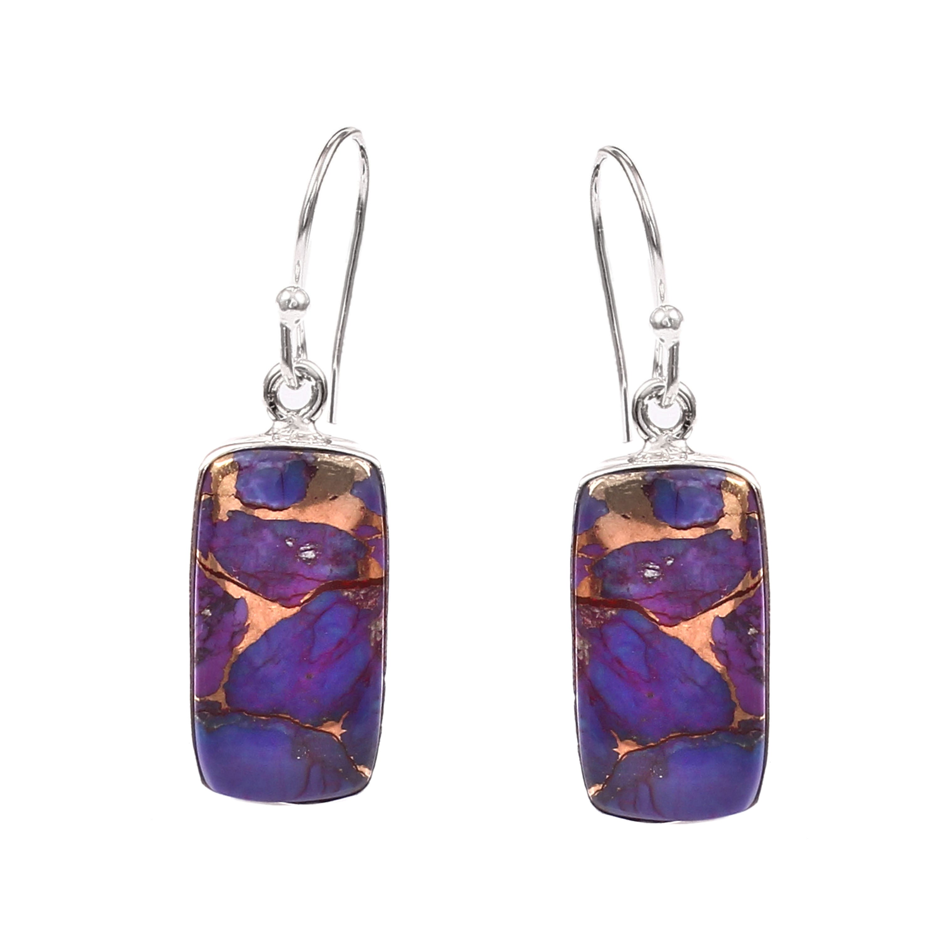 Abstract Copper cheapest Purple Turquoise Earrings