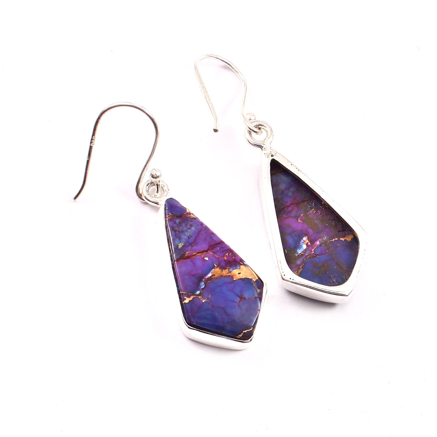 Purple Copper Turquoise Earring, 925 Sterling Silver, Turquoise Earring, Copper Turquoise Octagon Fancy Earring, 25Ct Approx.