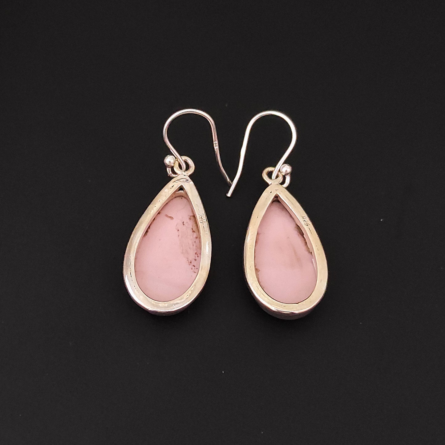 Pink Opal Gemstone Silver Earrings, 925 Solid Sterling Silver Gemstone Earrings, Handmade Pear Shape Silver Earrings, Pink Opal Unique Earrings For Women, 28x13x5mm
