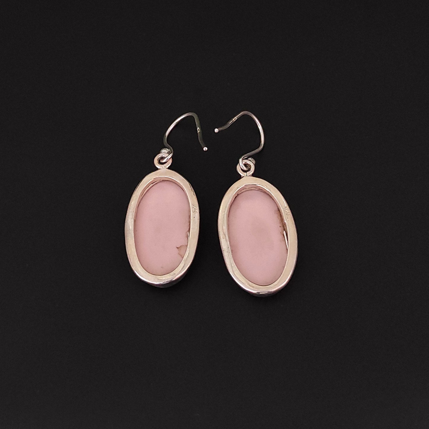Pink Opal Gemstone Silver Earrings, 925 Solid Sterling Silver Gemstone Earrings, Handmade Oval Shape Silver Earrings, Pink Opal Unique Earrings For Women, 27x14x5mm