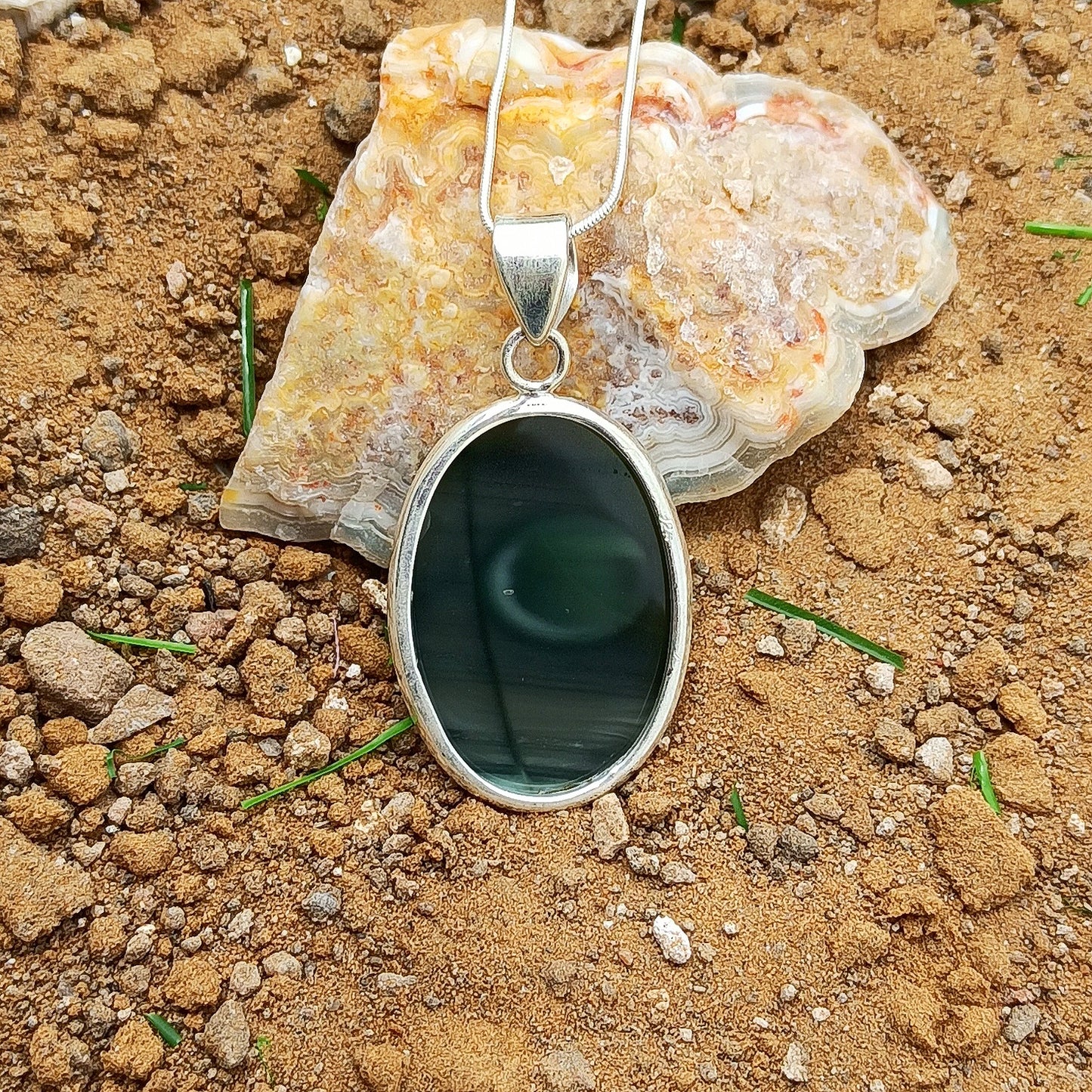 Imperial Jasper Silver Pendant, 925 Solid Sterling Silver Pendant, Statement Pendant, Oval Shape Pendant, Gift For Her, 28Ct