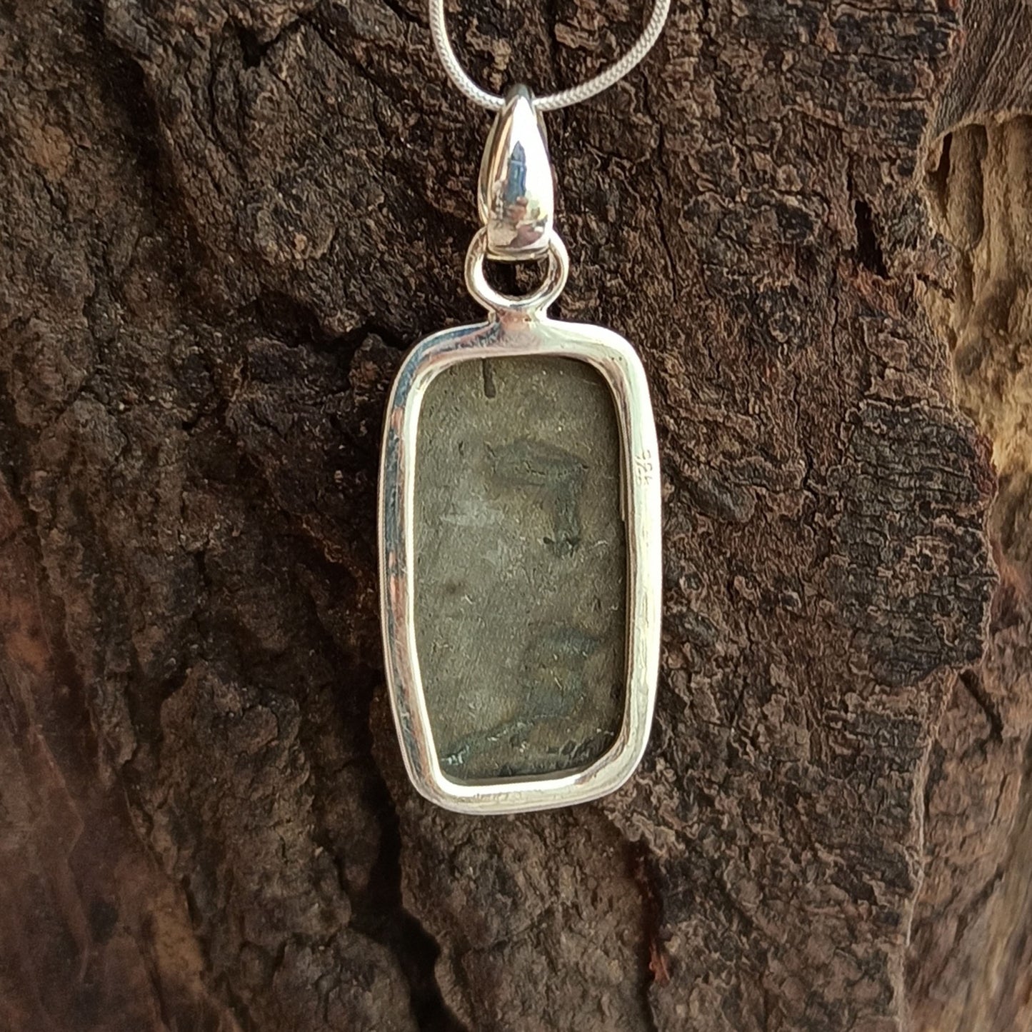 Natural Pyrite Druzy Gemstone Silver Pendant, 925 Sterling Silver Pendant, Baguette Shape Silver Pendant, 32x14x7mm