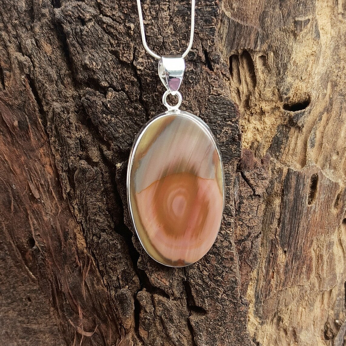 imperial Japer Cabochon 925 Sterling Silver Pendant - Statement 925 Silver Pendant - Oval Shape Pendant - 50Ct