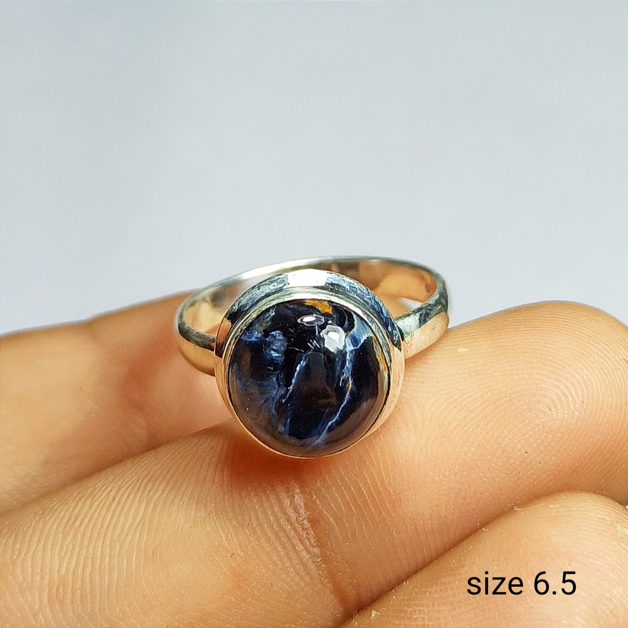 Pietersite Gemstone Ring, 92.5 Solid Sterling Silver Ring, Ring Size - 6.5