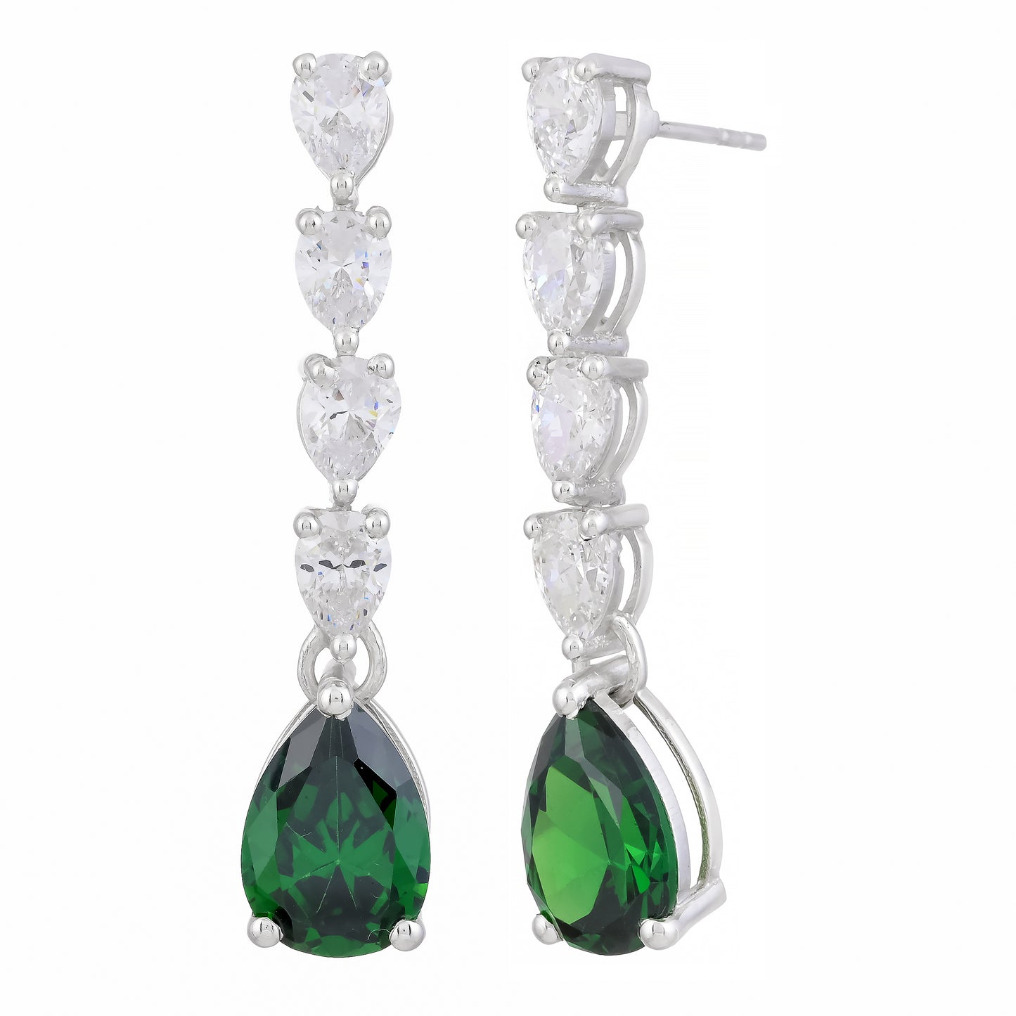 Unique Design 925 Sterling Silver Necklace Earrings Ring Jewelry Sets | 925 Sterling Silver Green and White Zircon Gemstone Jewelry Set