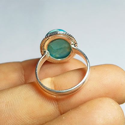 Kingman Turquoise Gemstone Ring, 92.5 Solid Sterling Silver Ring, Ring Size - 6