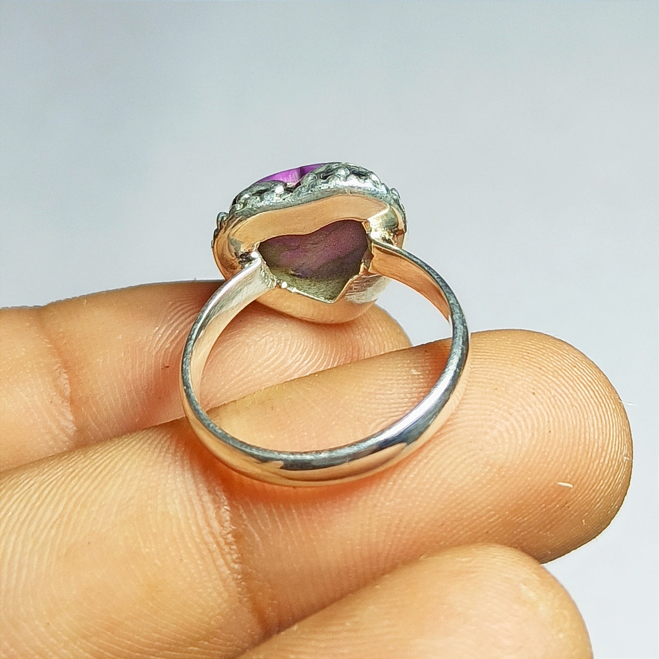 Purple Copper Turquoise Ring, 92.5 Solid Sterling Silver Ring, Ring Size - 5.5