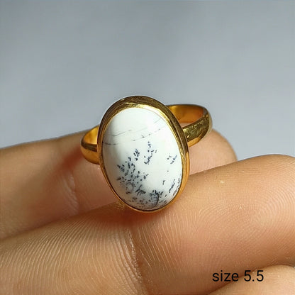 Dendrite Opal Ring, Gold Plated 92.5 Sterling Silver Ring