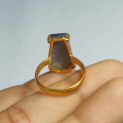 Unique Pietersite Ring Gold Plated Silver Ring Gemstone