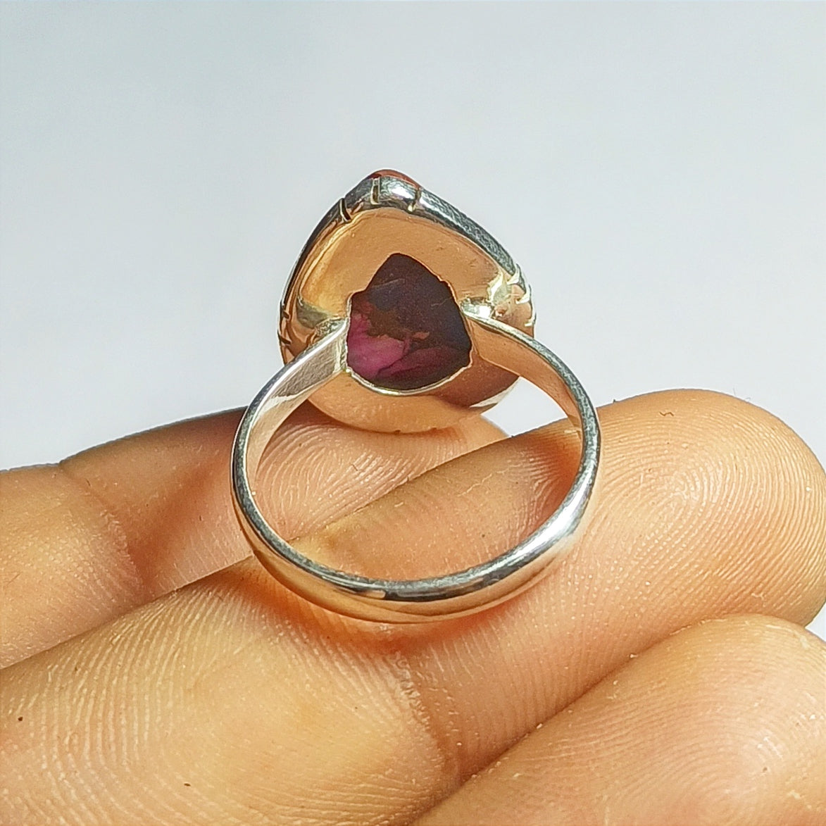 Pink Oyster Gemstone Ring, 92.5 Gold Plated Silver Ring, Ring Size - 6