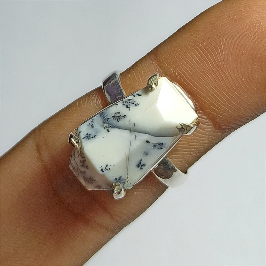 Excellent Quality Dendrite Opal Sterling Silver Ring