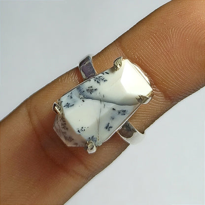 Excellent Quality Dendrite Opal Sterling Silver Ring