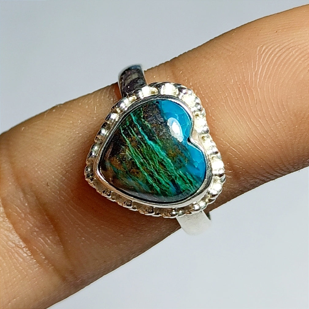 Radiate Elegance with a Chrysocolla Sterling Silver Ring Gemstone