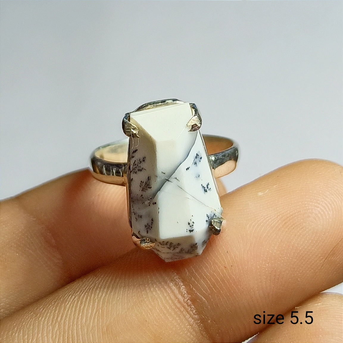 Excellent Quality Dendrite Opal Sterling Silver Ring