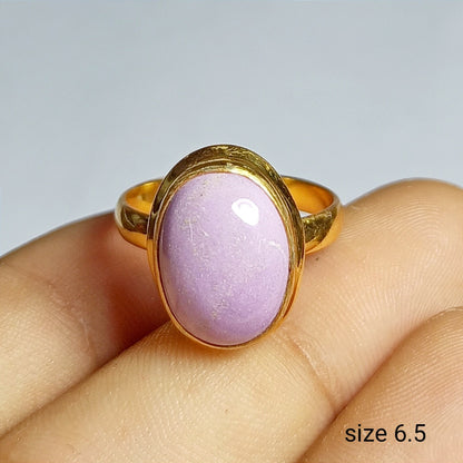 Phosphosiderite Gemstone Silver Ring, Gold Plated Silver Ring, Gemstone Ring Size - 6.5