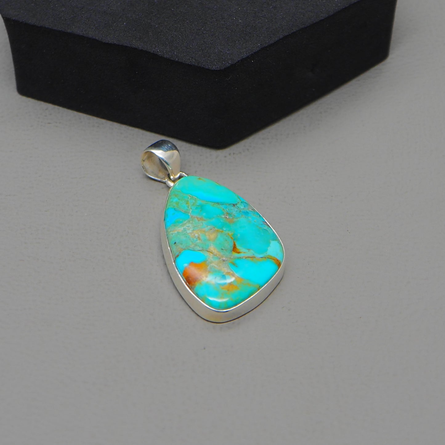 Kingman Blue Turquoise Pendant, 925 Sterling Silver, Blue Mohave Pendant, Trillion Shape Shape Pendant, Fashion Jewelry, 32.5Ct Approx.