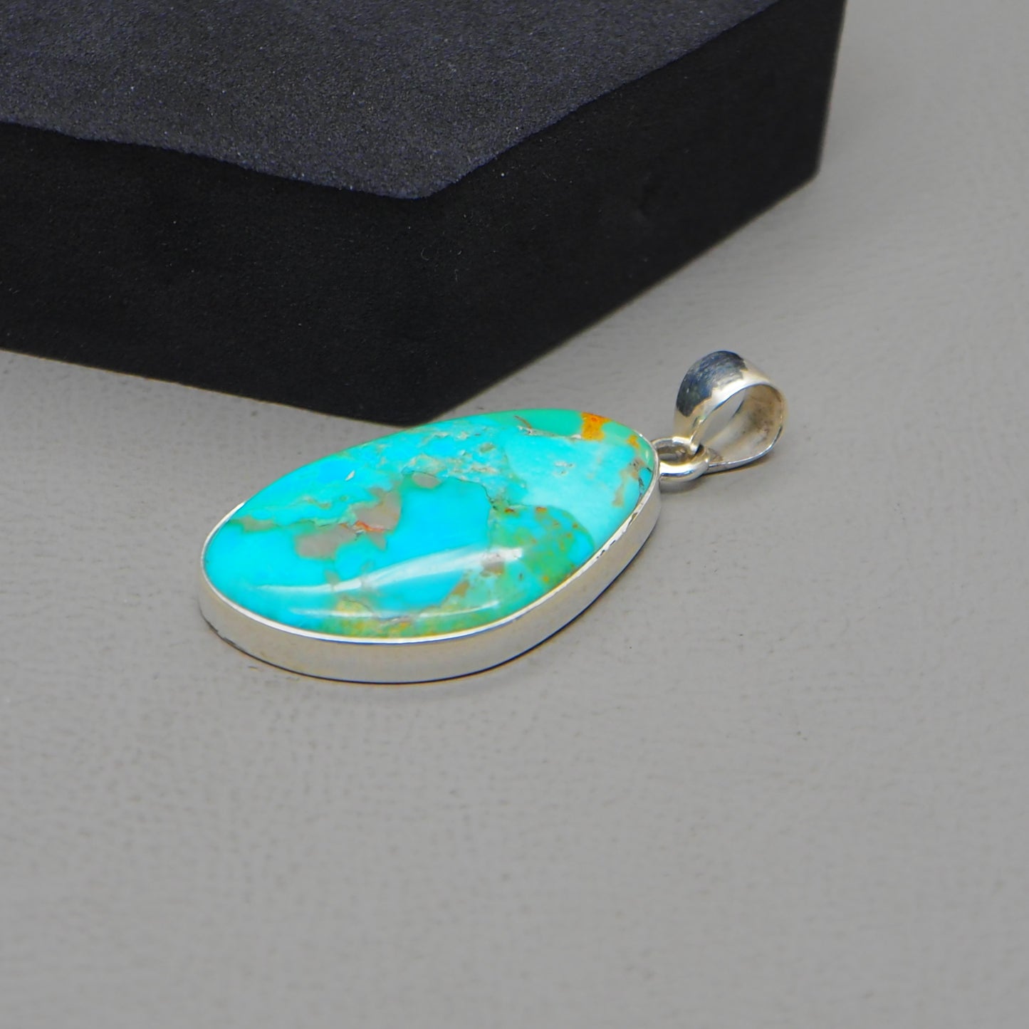 Kingman Blue Turquoise Pendant, 925 Sterling Silver, Blue Mohave Pendant, Trillion Shape Shape Pendant, Fashion Jewelry, 32.5Ct Approx.