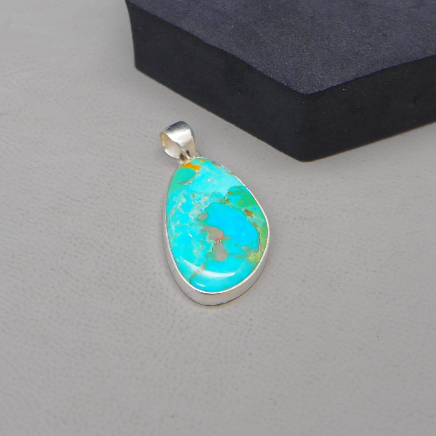 Kingman Blue Turquoise Pendant, 925 Sterling Silver, Blue Mohave Pendant, Trillion Shape Shape Pendant, Fashion Jewelry, 32.5Ct Approx.