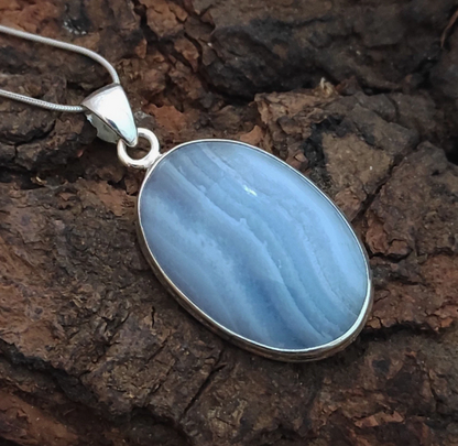 Amazing Blue Lace Agate Sterling Silver Pendant