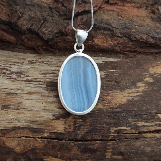 Amazing Blue Lace Agate Sterling Silver Pendant