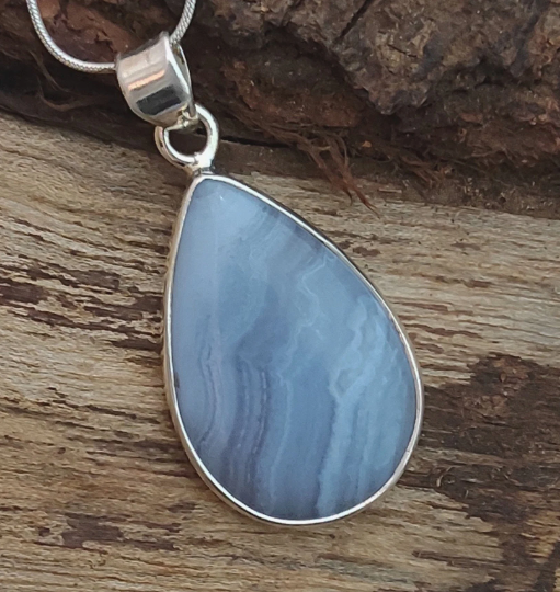 Top Quality Blue Lace Agate Silver Pendant Gemstone Jewelry