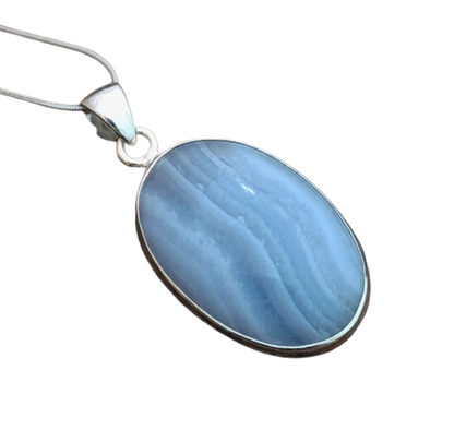 Amazing Blue Lace Agate Sterling Silver Pendant