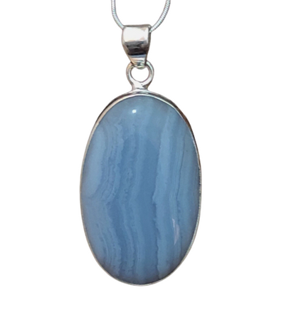 Blue Lace Agate 925 Sterling Silver Charm Pendant