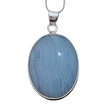 Blue Lace Agate Pendant 925 Sterling Silver Jewelry