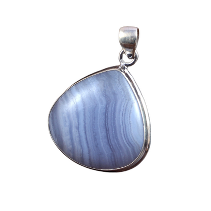 Blue Lace Agate Solid & Charm Sterling Silver Pendant Gemstone Jewelry