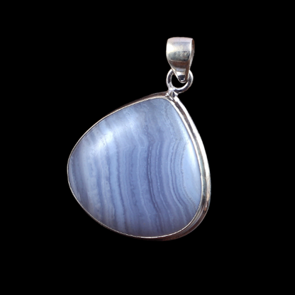 Blue Lace Agate Solid & Charm Sterling Silver Pendant Gemstone Jewelry