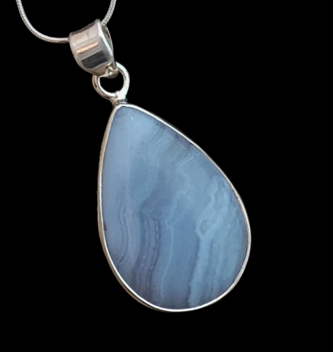 Top Quality Blue Lace Agate Silver Pendant Gemstone Jewelry