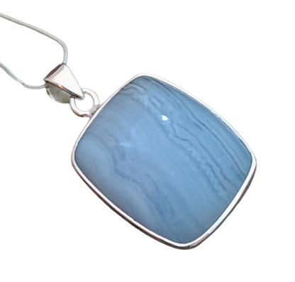 Elegant Blue Lace Agate Pendant - Captivating Natural Gemstone Jewelry