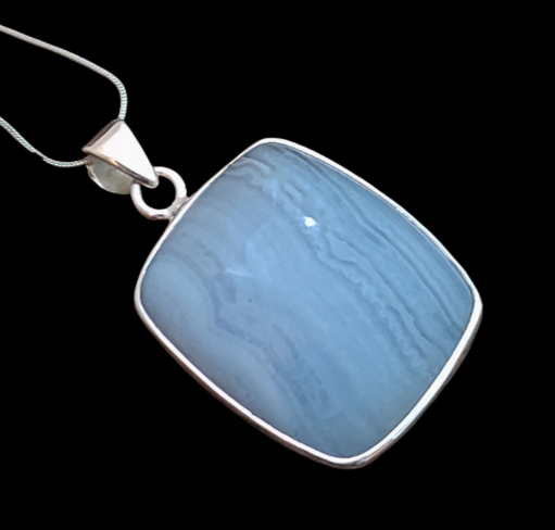 Elegant Blue Lace Agate Pendant - Captivating Natural Gemstone Jewelry