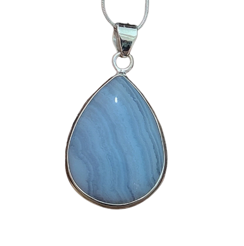 Fabulous Blue Lace Agate Silver Pendant