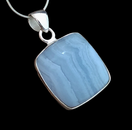 Blue Lace Agate Sterling Silver Pendant