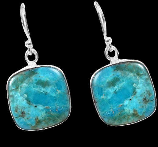 Kingman Turquoise Earring, 925 Sterling Silver Blue Mohave Earring American Turquoise Cushion Shape Earring Gemstone Earring, 32.5Ct Approx.