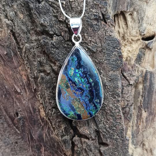 Azurite Malachite Silver Pendant