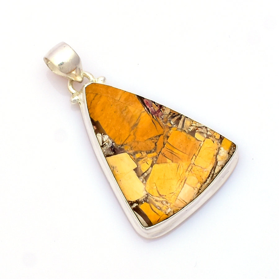 Superb Quality Brecciated Mookaite Gemstone Silver Pendant