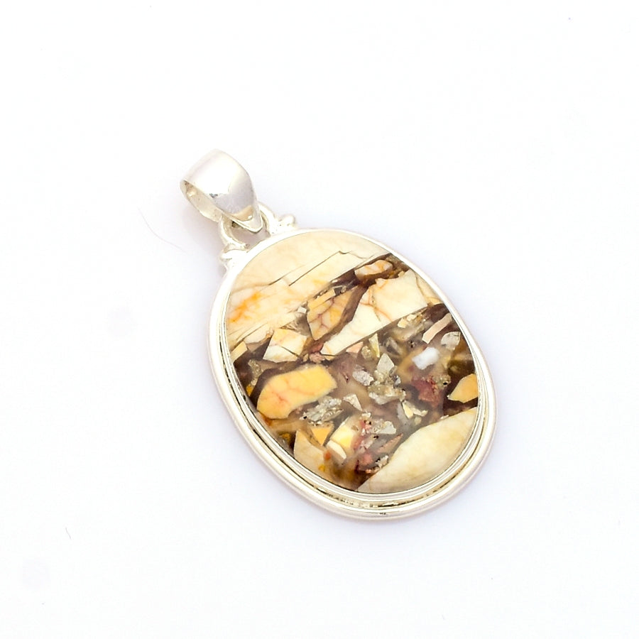 Silver Pendant Brecciated Mookaite Gemstone Necklace