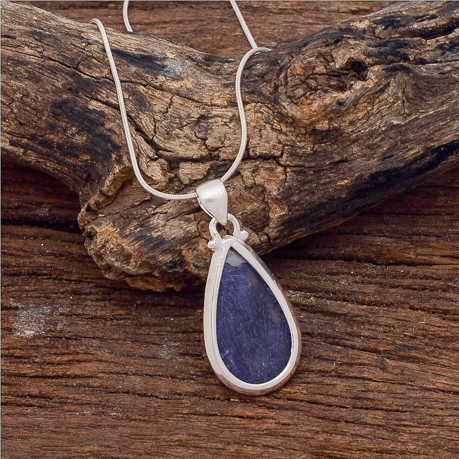 Sodalite Gemstone Silver Jewelry Pendant, 92.5 Sterling Silver Fashion Jewelry Pendant, Pear Shape Handmade Necklace For Party Wear - 37x18x6 mm