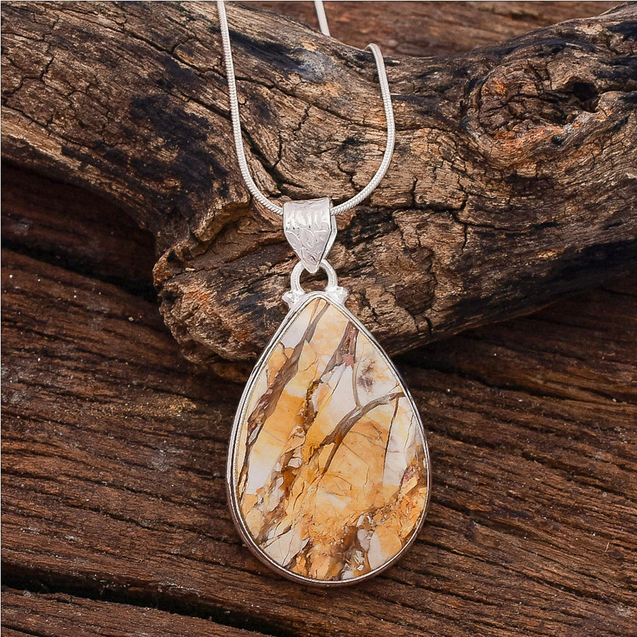 Sterling Silver Brecciated Mookaite Gemstone Pendant