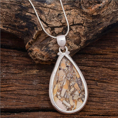 Gorgeous Brecciated Mookaite Jasper Gemstone Sterling Silver Pendant Necklace