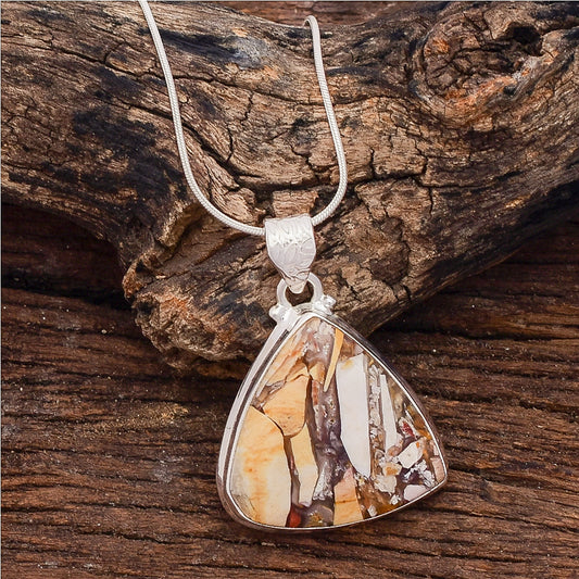 Sterling Silver Brecciated Mookaite Pendant Gemstone Necklace